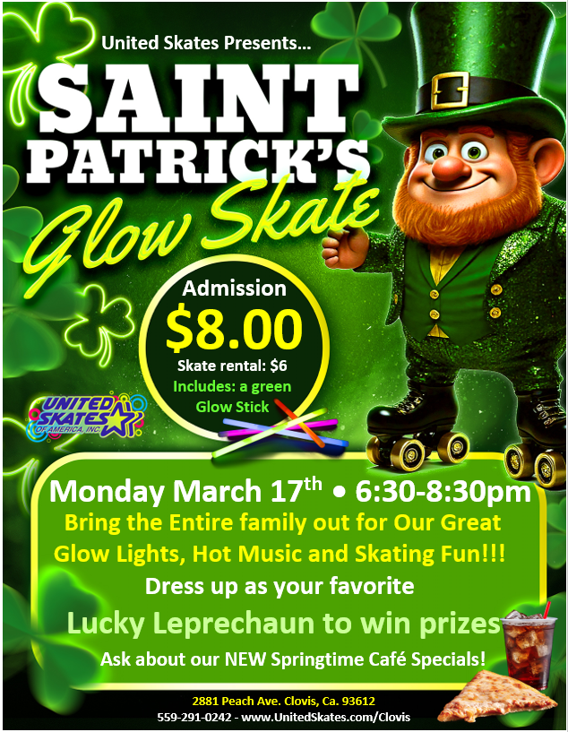 Saint Patricks Glow Skate United Skates Clovis