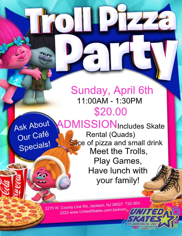 United Skates Jackson Troll Pizza Party