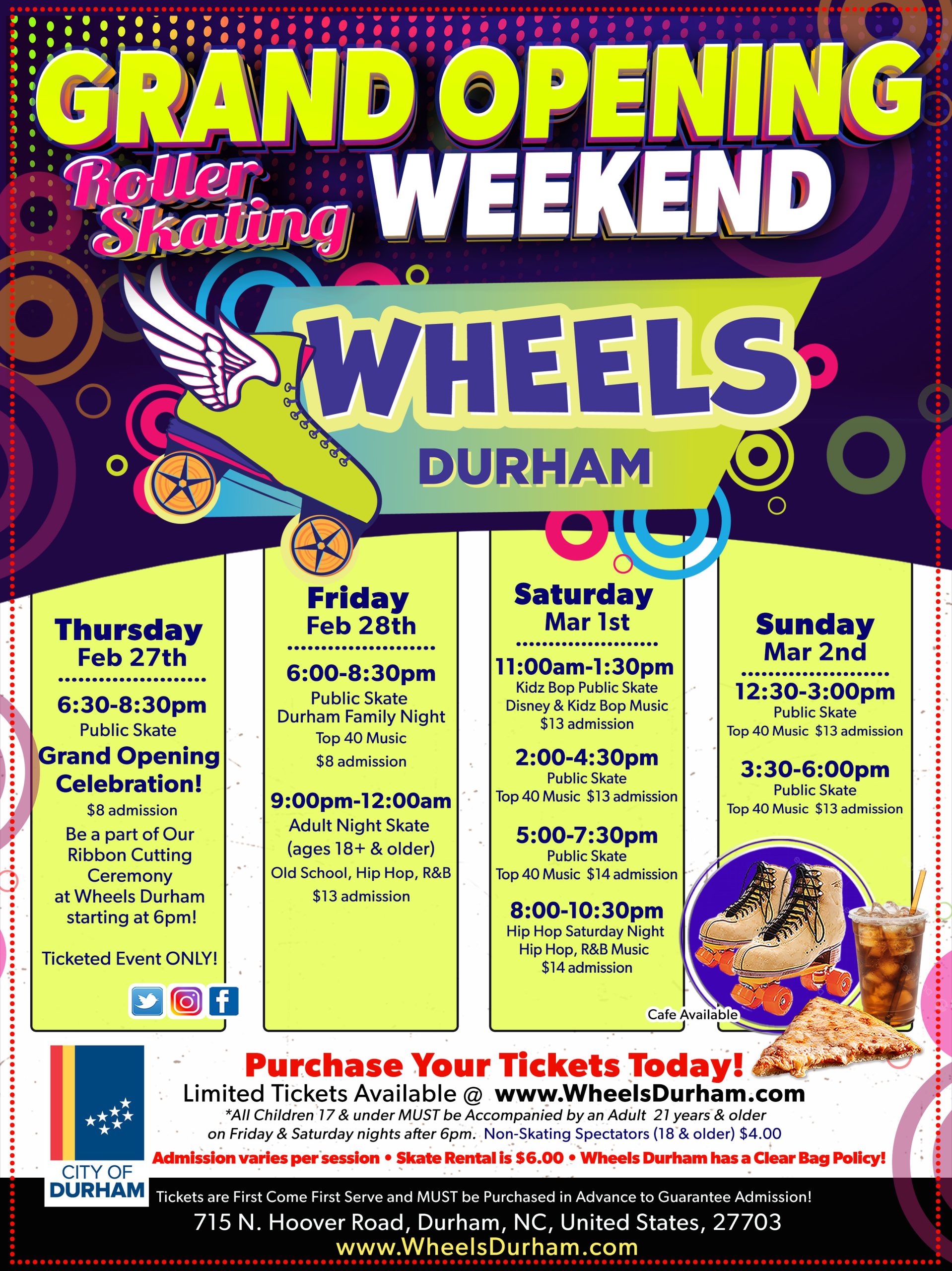 Grand Opening at the ALL NEW Wheels Durham Roller Skating in Durham, NC