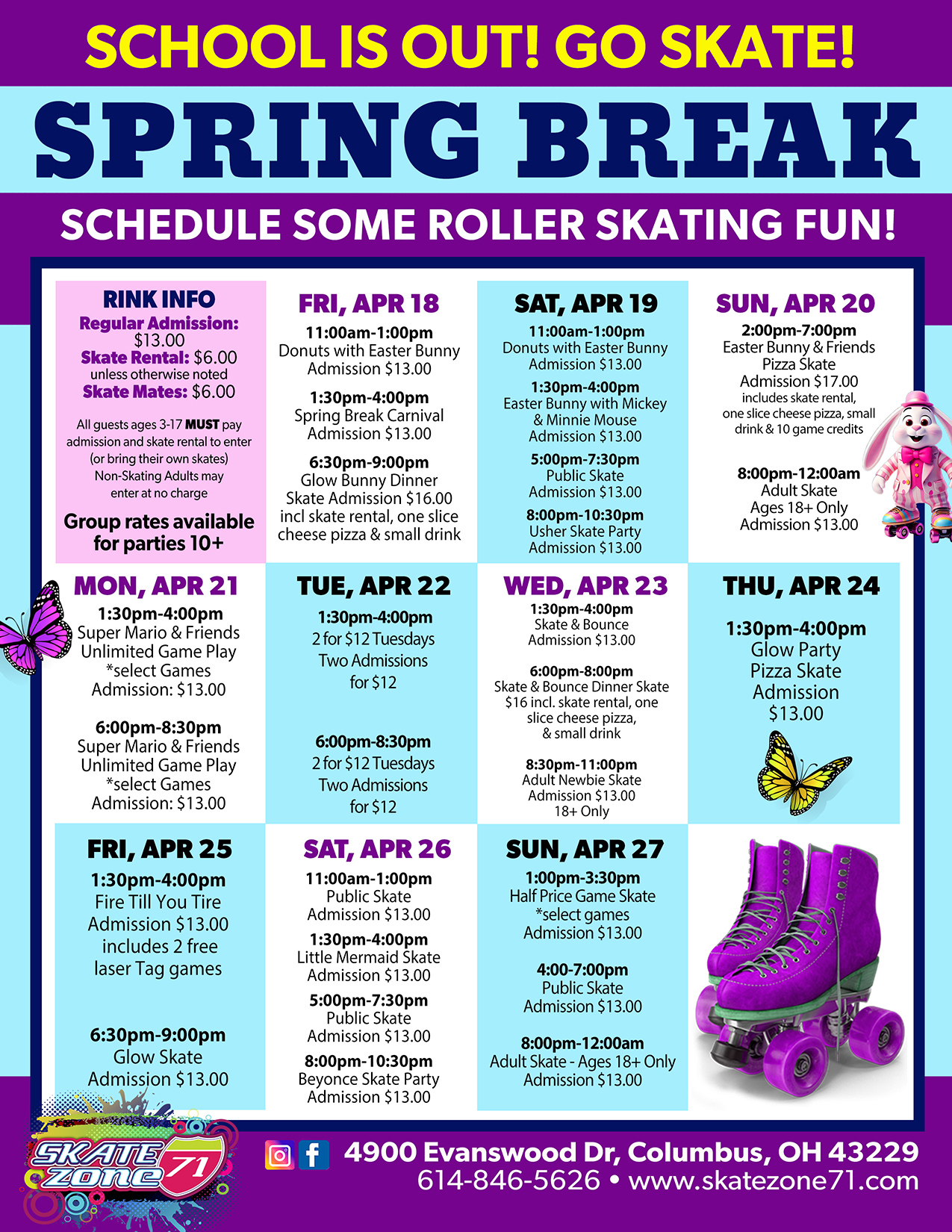 Skate Zone 71 Spring Break 2025