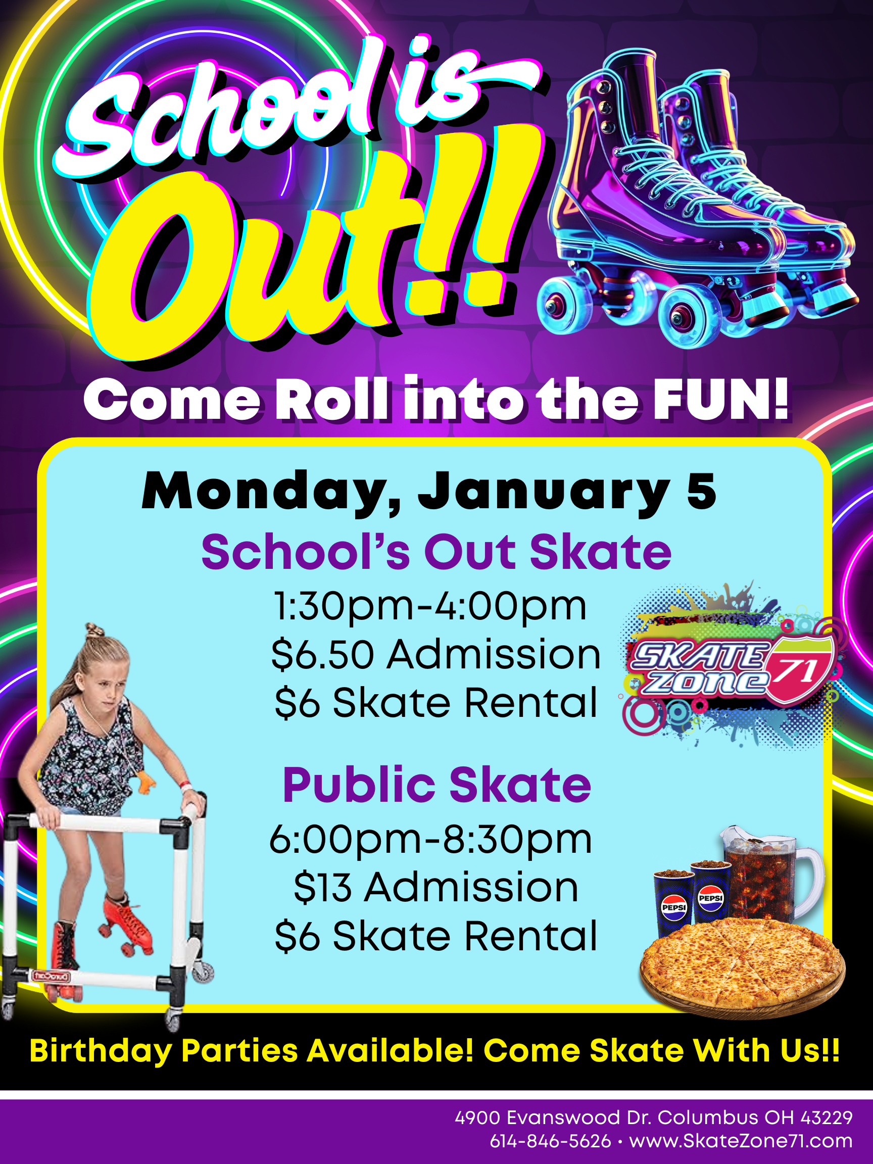 1.5 School Is Out Flyer – 1 Day