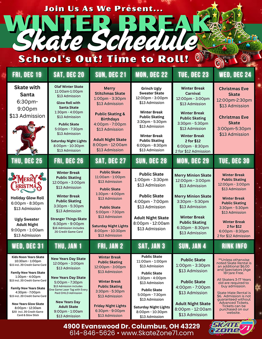 Winter Break 2025 Skate Zone 71